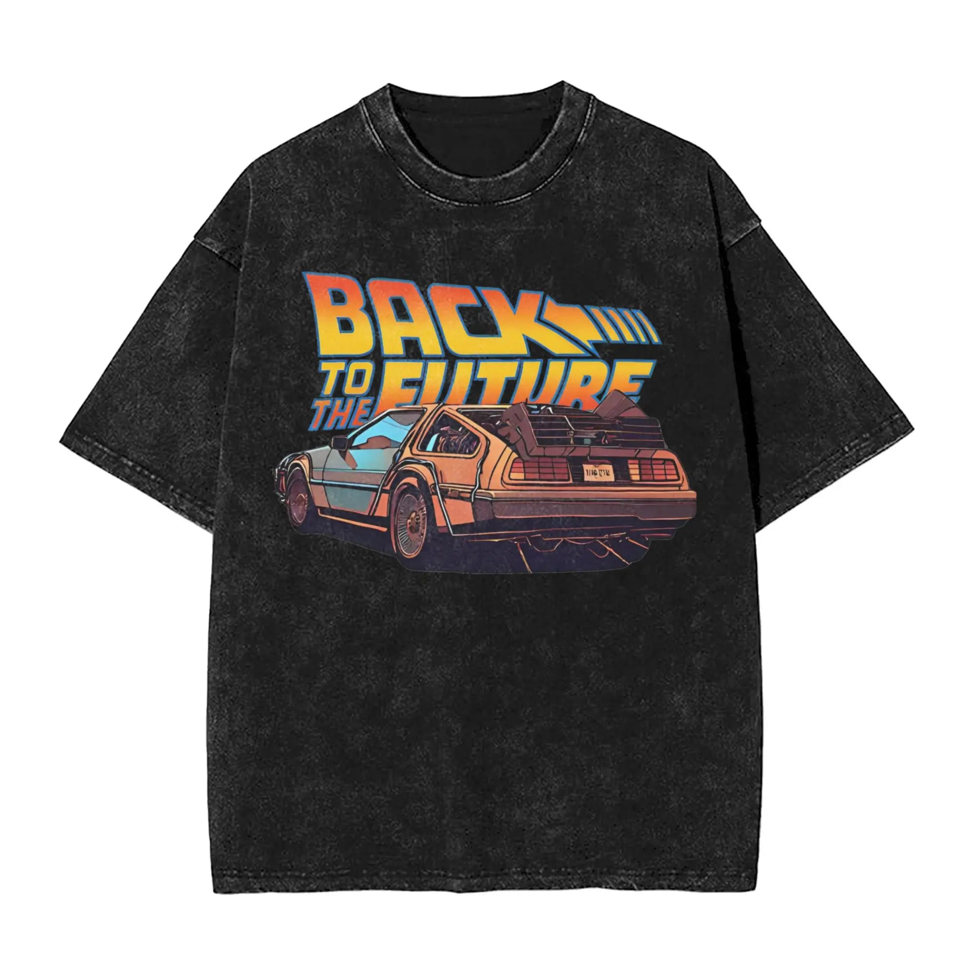 Faded Black Vintage "Back to the Future" Graphic T Shirt