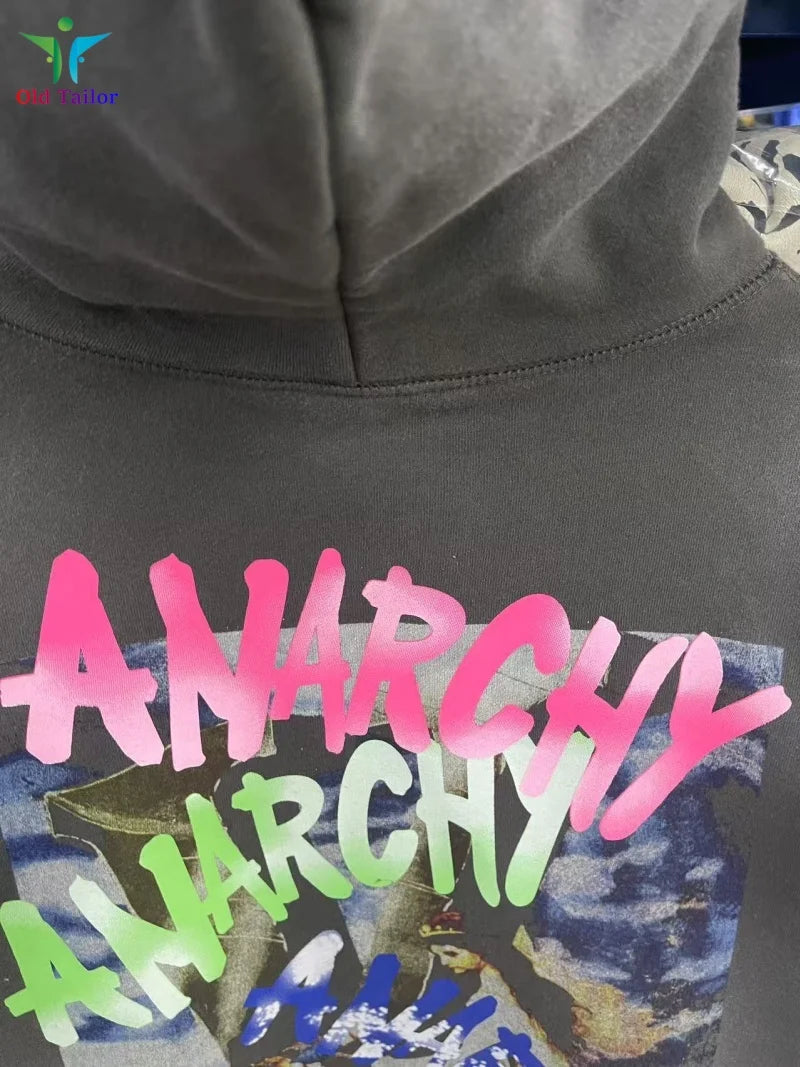 Multi Color Heavy Weight Saint Distressed Zip Up Hoodie