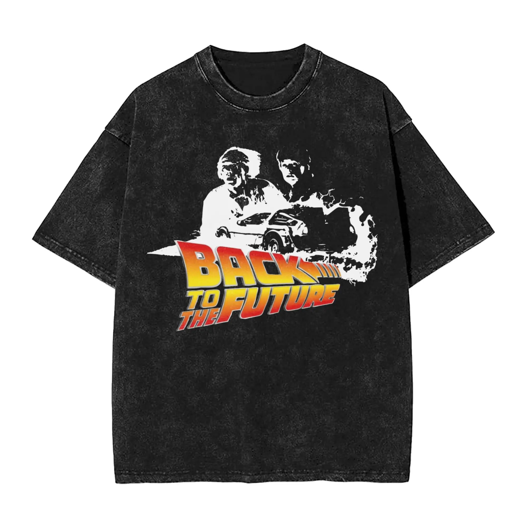 Faded Black Vintage "Back to the Future" Graphic T Shirt