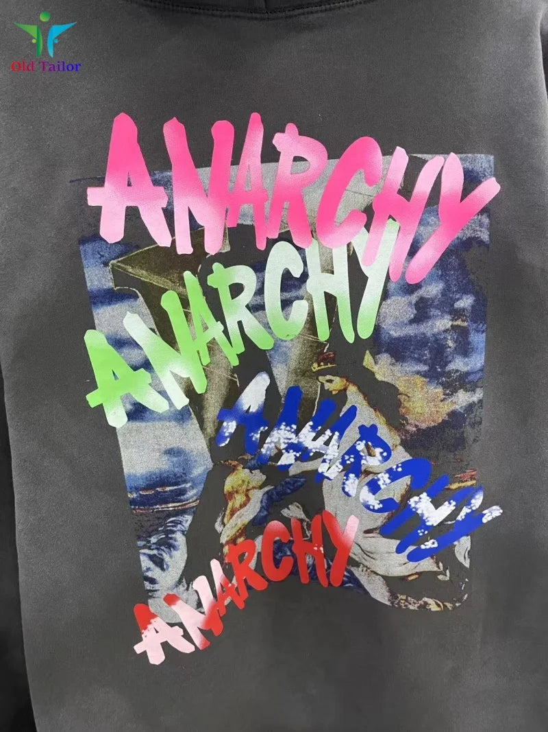 Multi Color Heavy Weight Saint Distressed Zip Up Hoodie