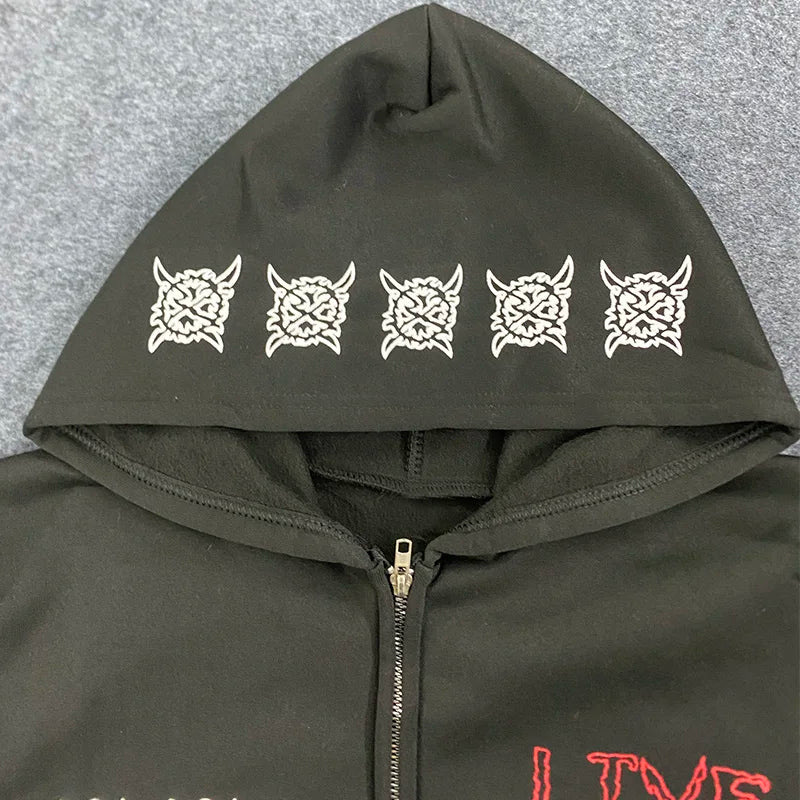Harajuku Y2K Silver Lining Zip Up Hoodie