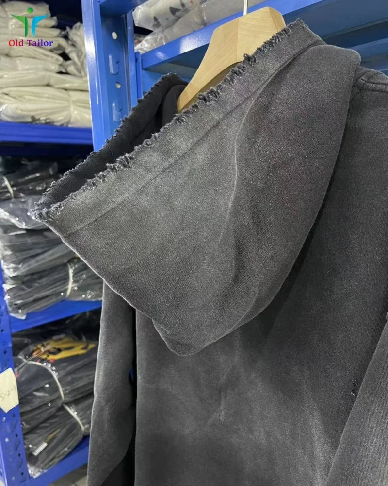 Multi Color Heavy Weight Saint Distressed Zip Up Hoodie