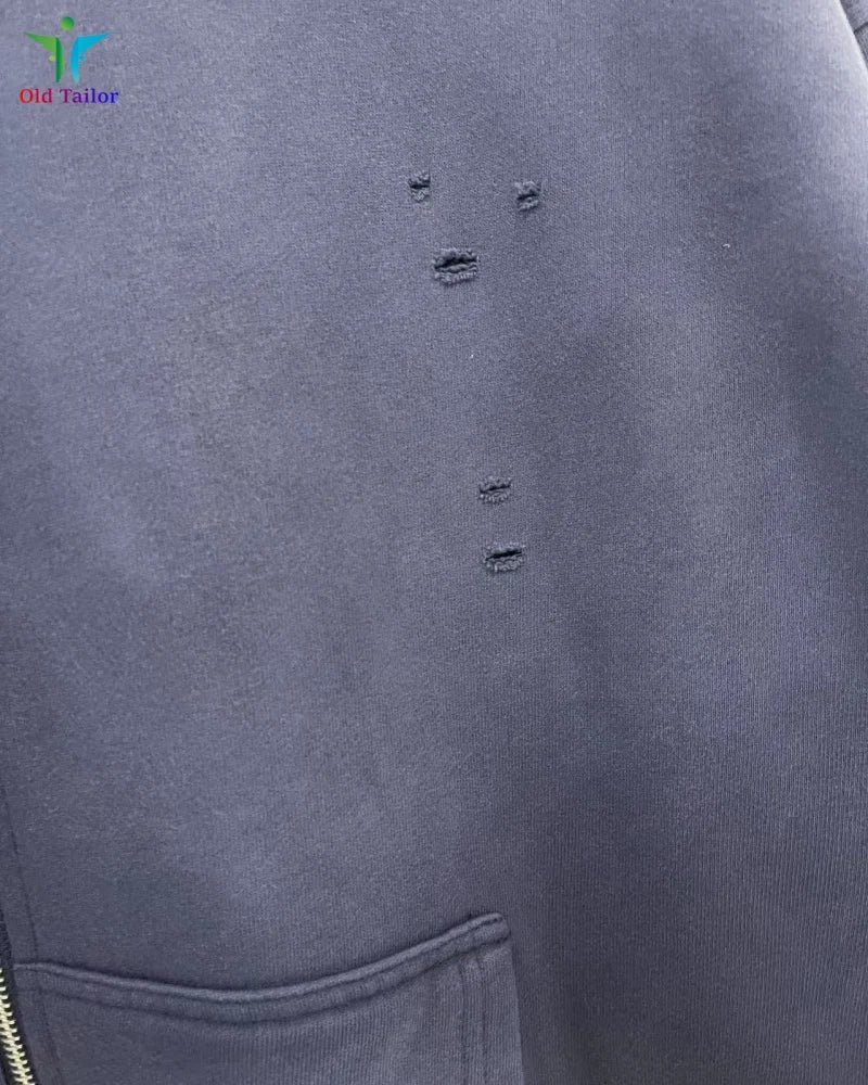 Multi Color Heavy Weight Saint Distressed Zip Up Hoodie