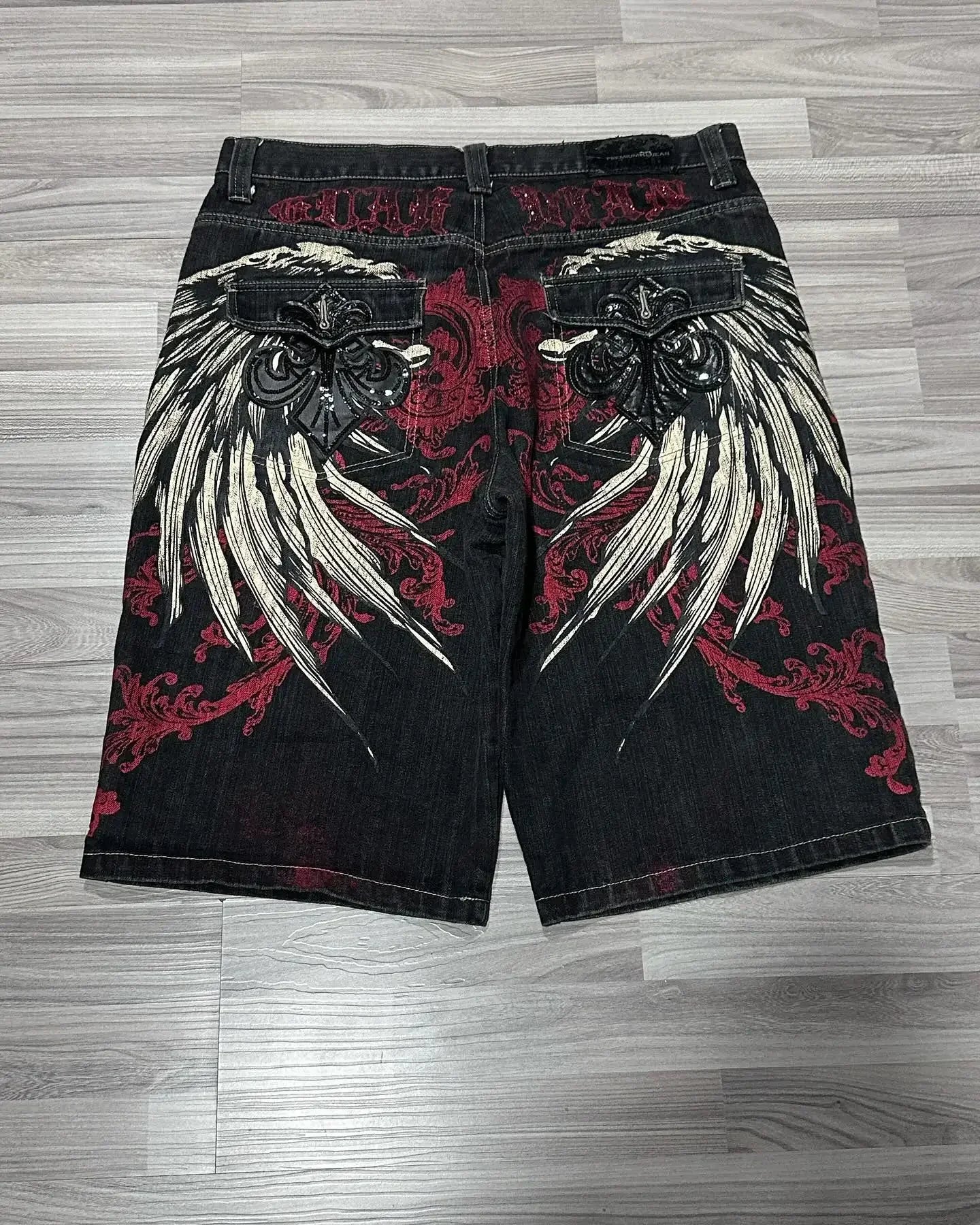 Black High Contrast Stitch Baggy Jorts
