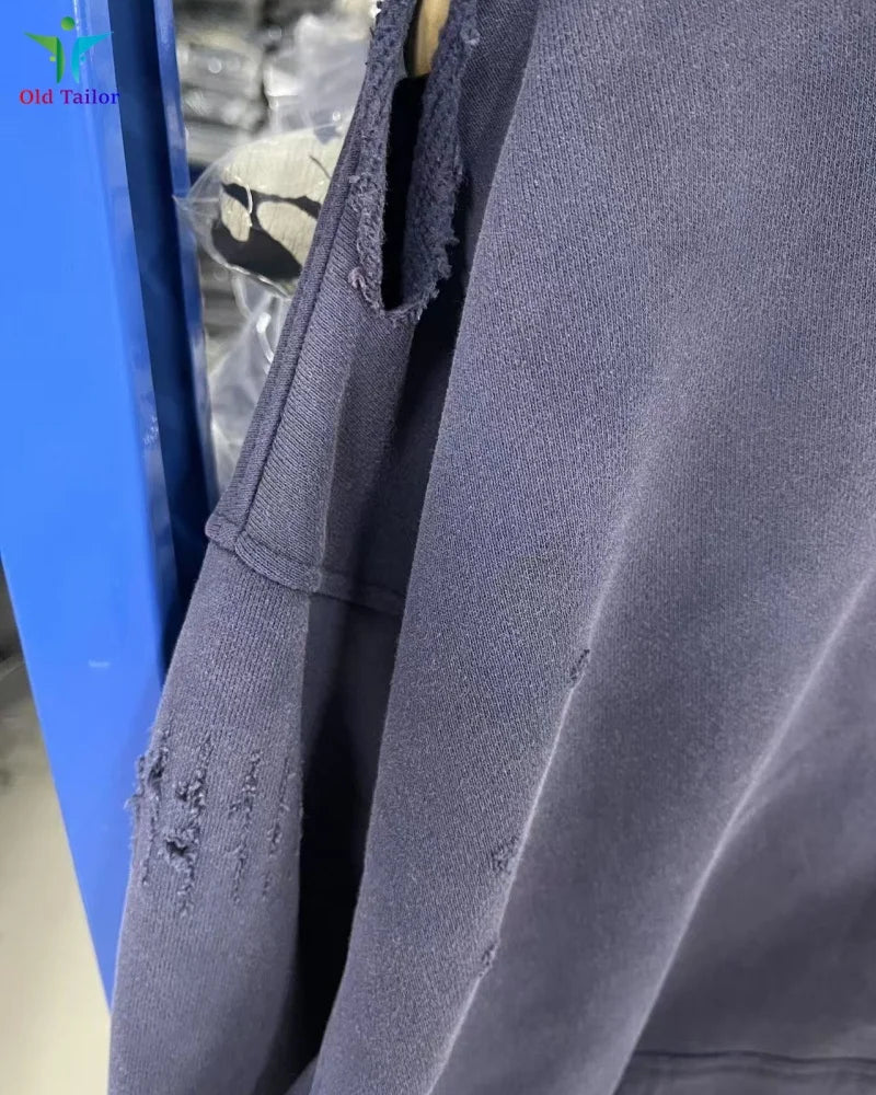 Multi Color Heavy Weight Saint Distressed Zip Up Hoodie