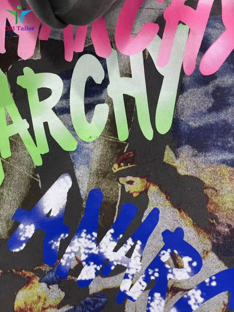 Multi Color Heavy Weight Saint Distressed Zip Up Hoodie