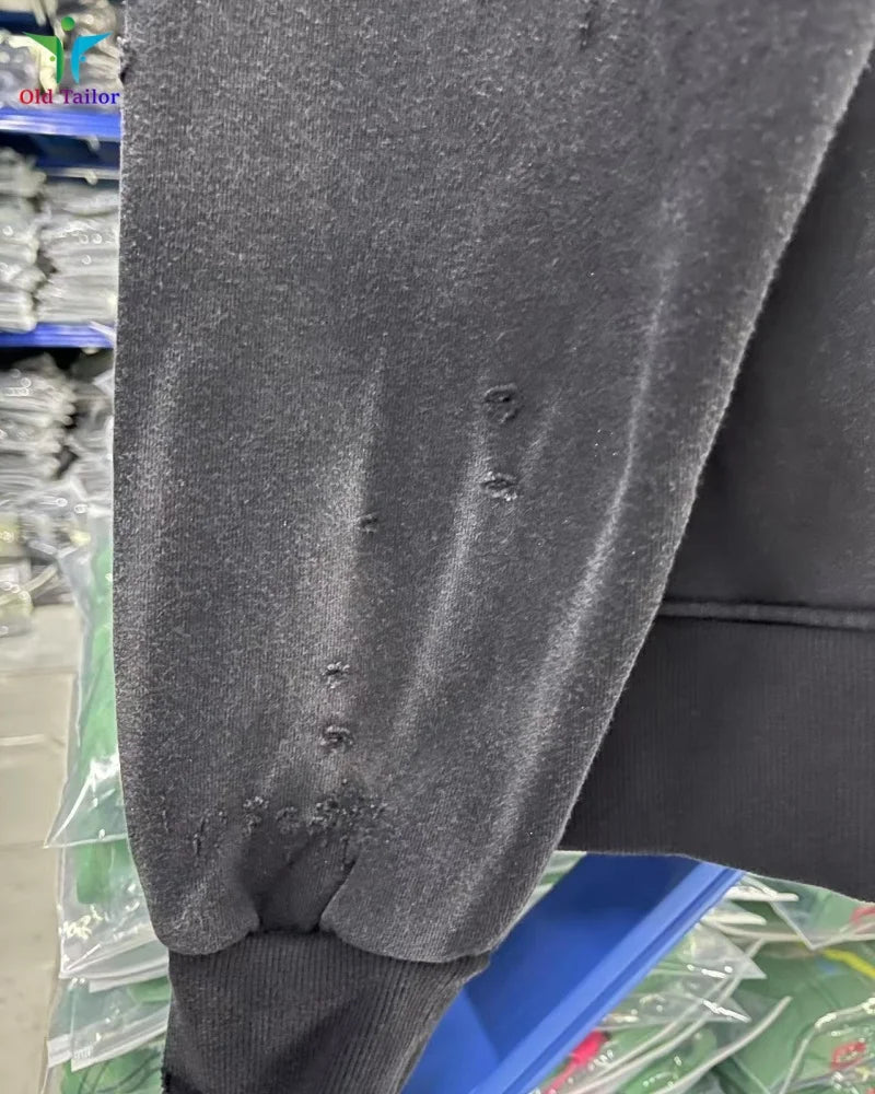 Multi Color Heavy Weight Saint Distressed Zip Up Hoodie