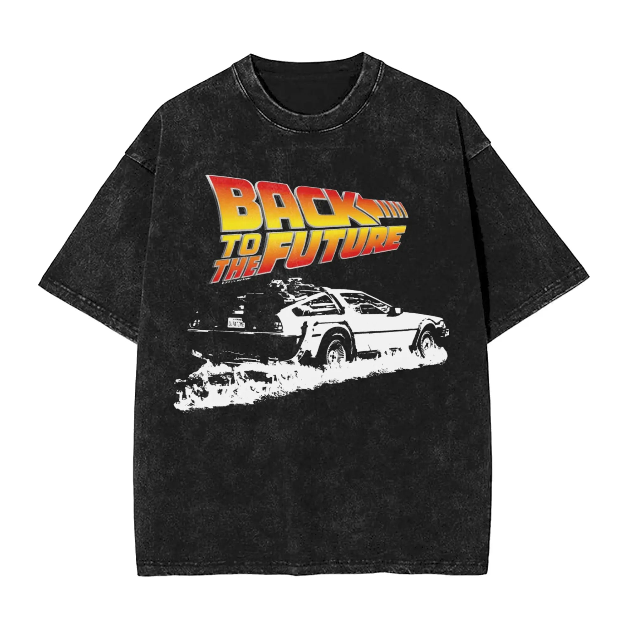 Faded Black Vintage "Back to the Future" Graphic T Shirt