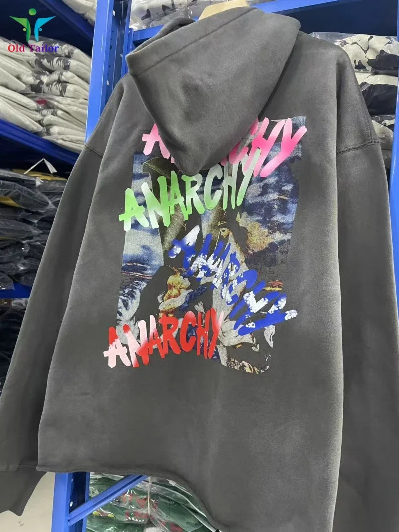 Multi Color Heavy Weight Saint Distressed Zip Up Hoodie