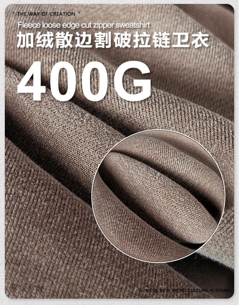 Y2K Multi Color Distressed Medium Wash Vintage Zip Up Hoodie