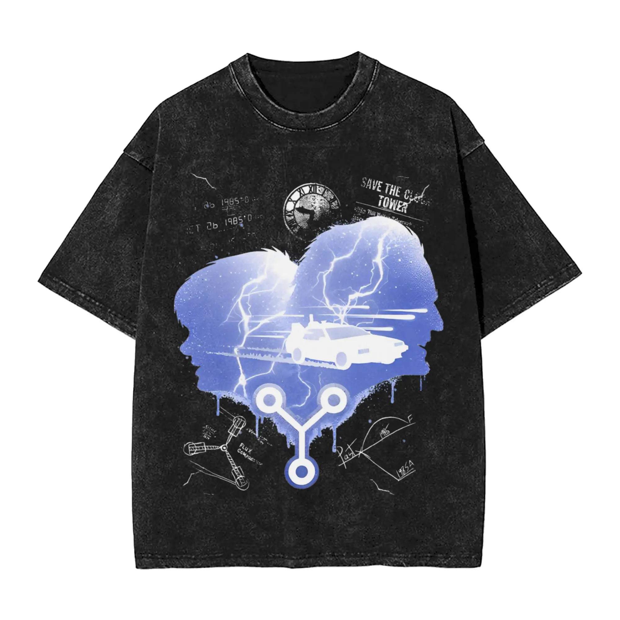 Faded Black Vintage "Back to the Future" Graphic T Shirt