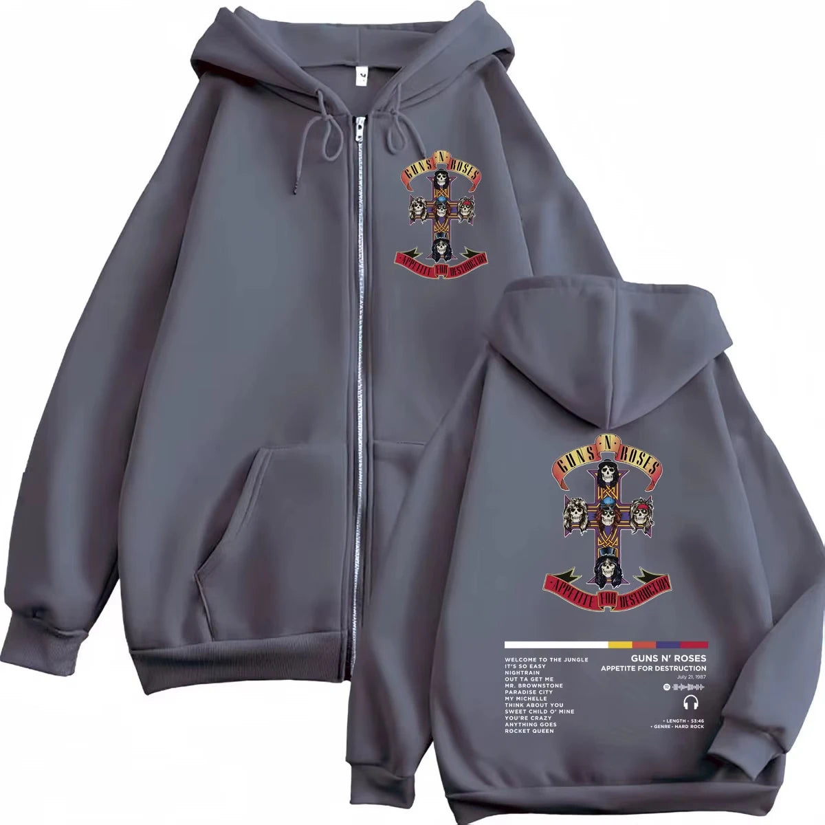 Guns N Roses Appetite for Destruction Graphic Zip Up Hoodie