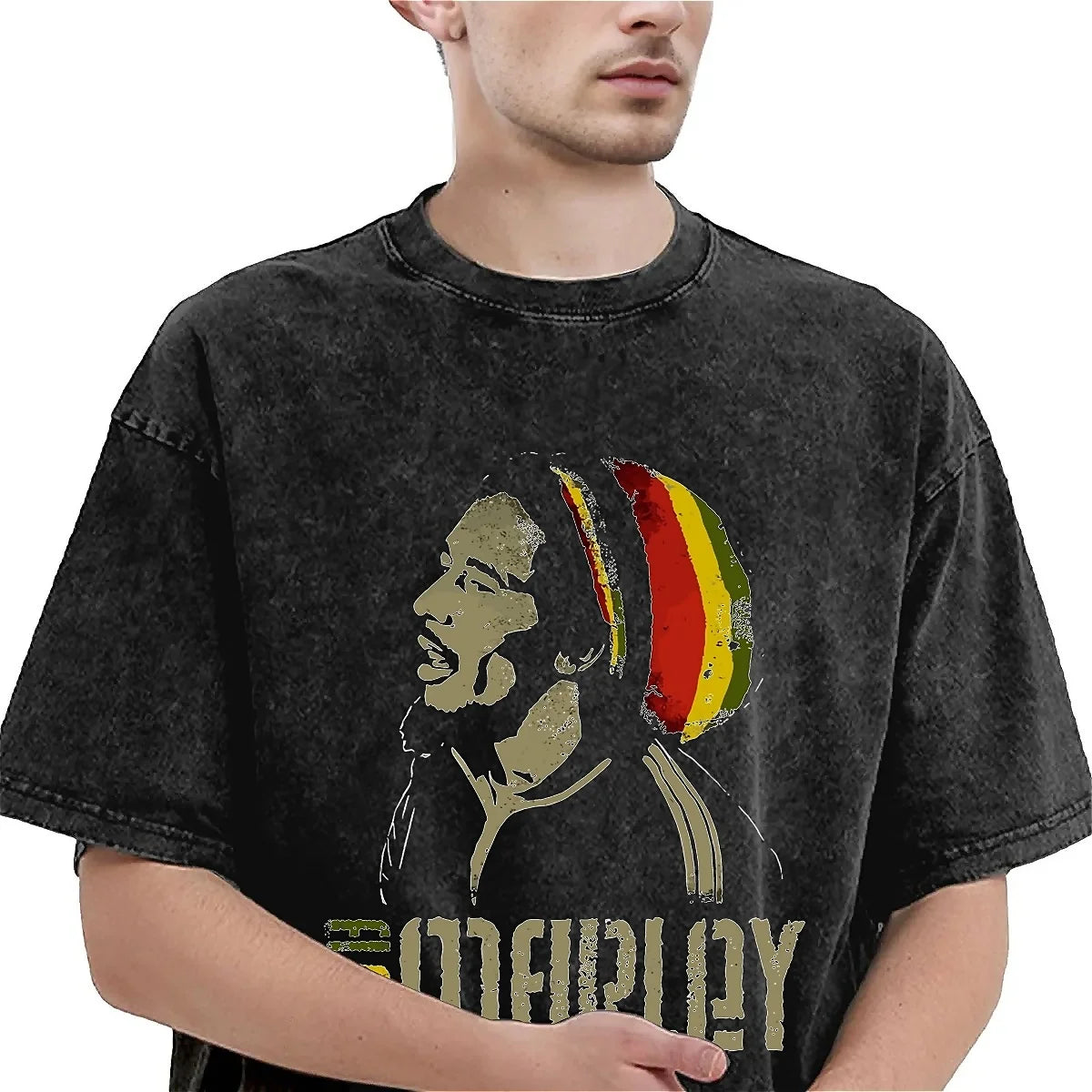 Black Vintage Bob Marley Graphic T Shirt