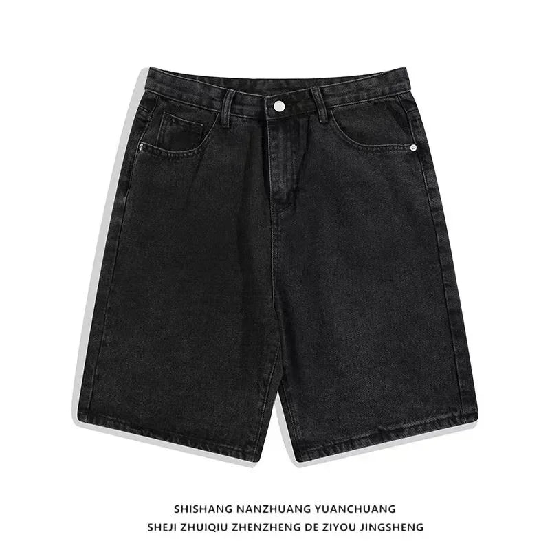 Black High Contrast Stitch Baggy Jorts