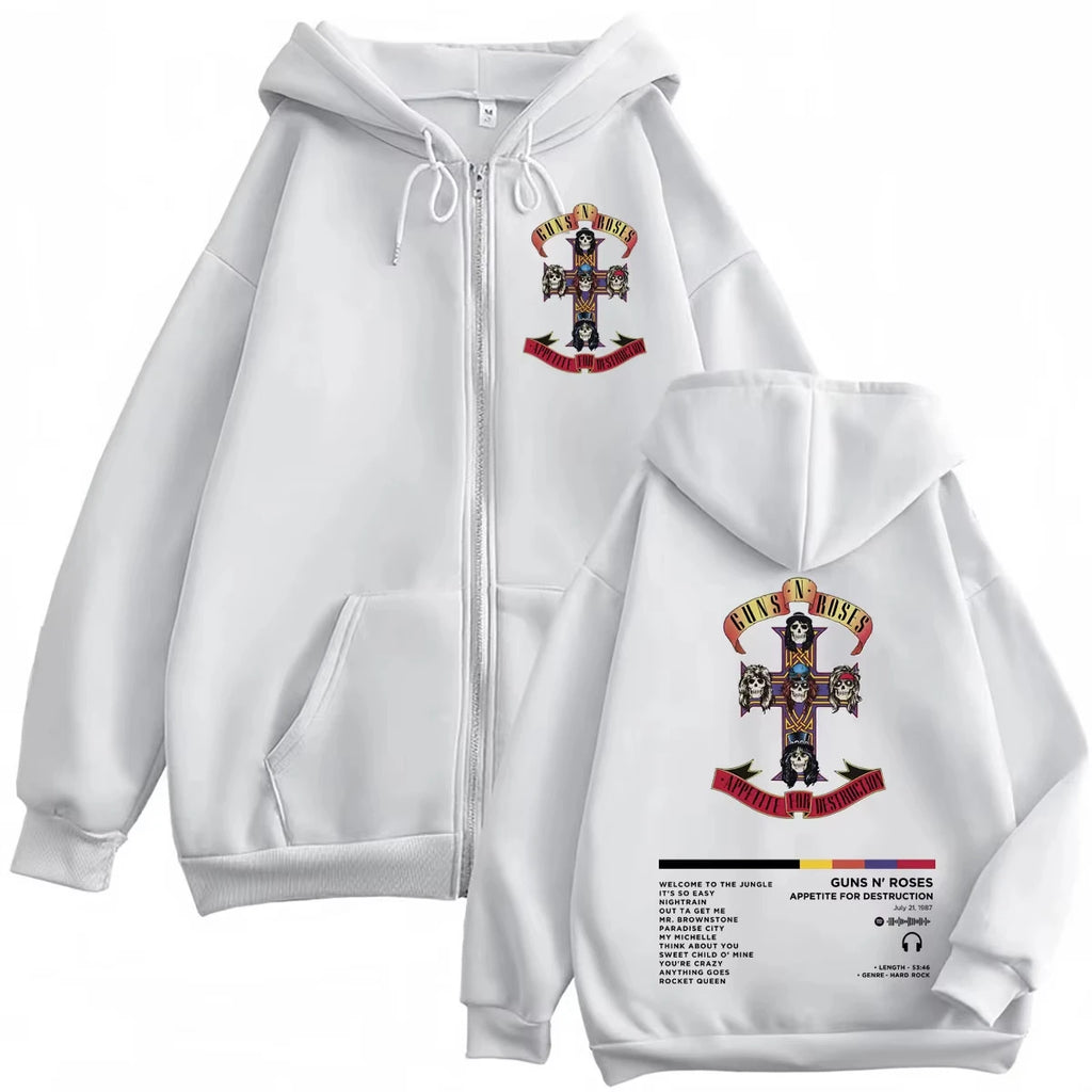 Guns N Roses Appetite for Destruction Graphic Zip Up Hoodie