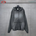 Y2K Multi Color Distressed Medium Wash Vintage Zip Up Hoodie