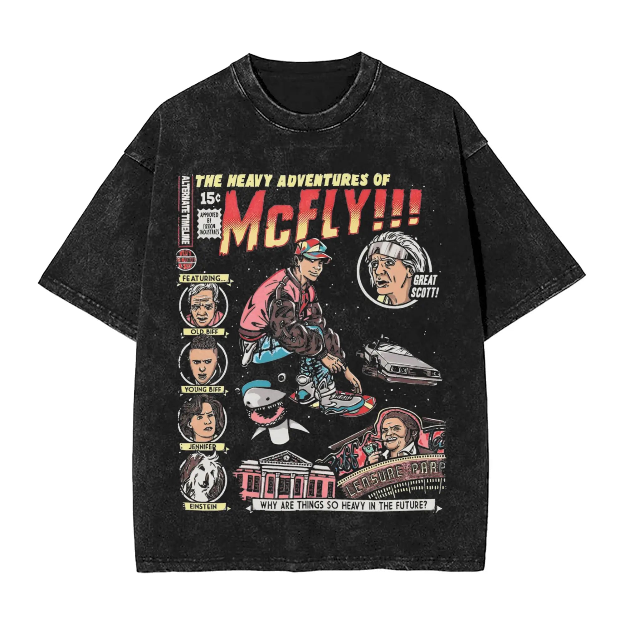 Faded Black Vintage "Back to the Future" Graphic T Shirt