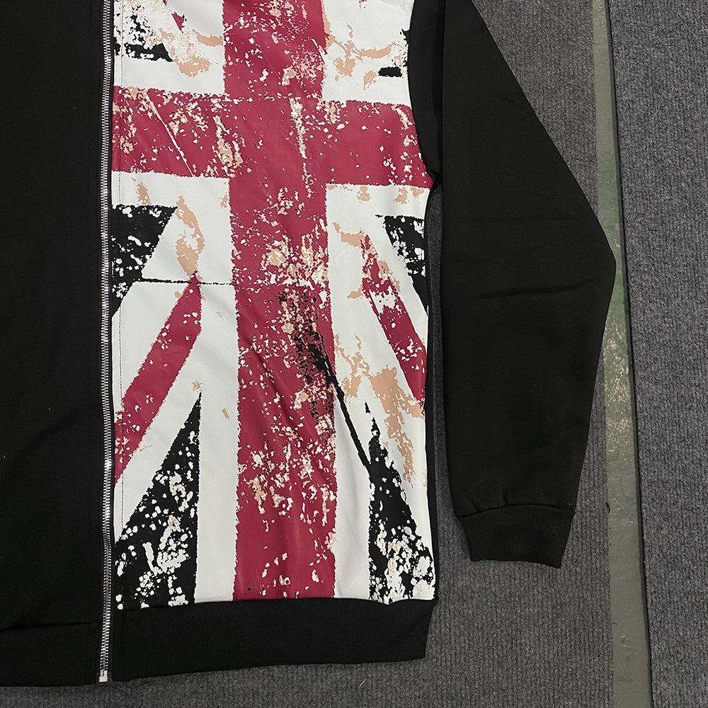 Black UK Fur Zip Up Hoodie