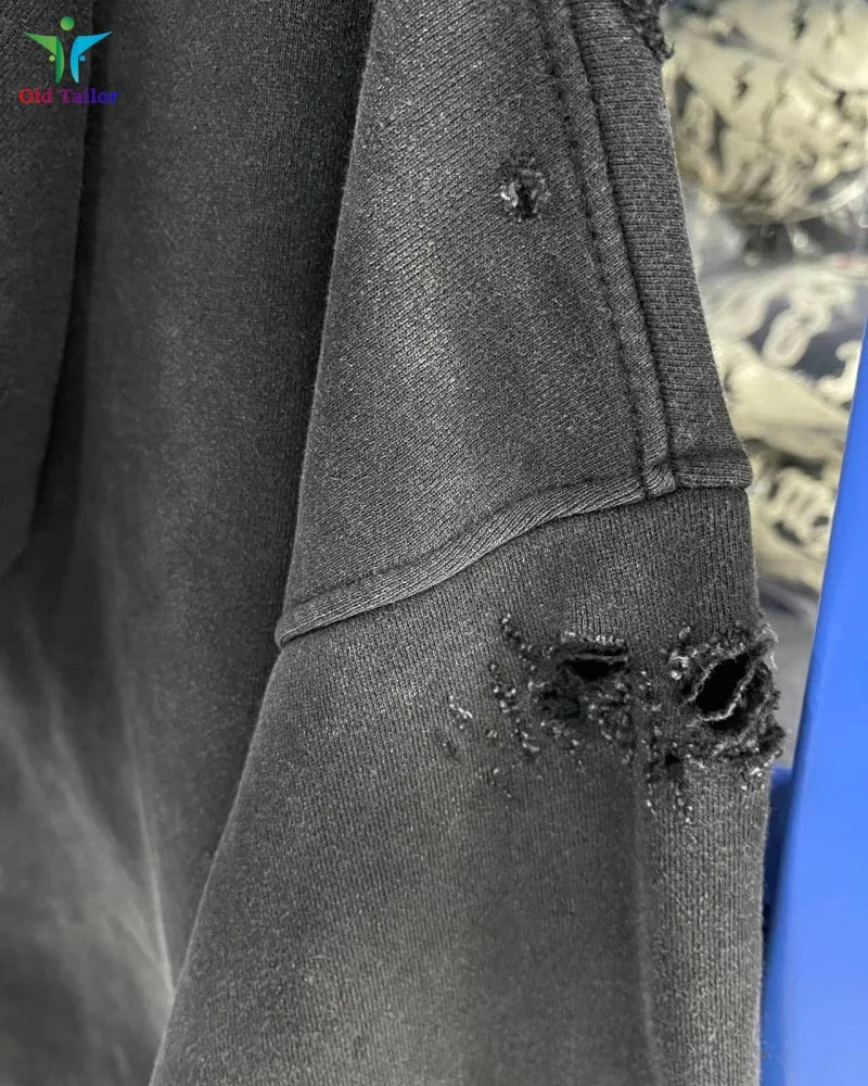 Multi Color Heavy Weight Saint Distressed Zip Up Hoodie