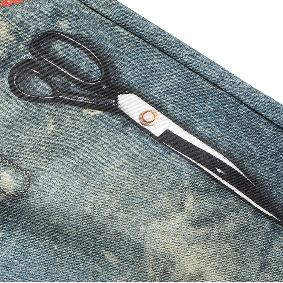 Keychain Themed Medium Wash Baggy Jorts