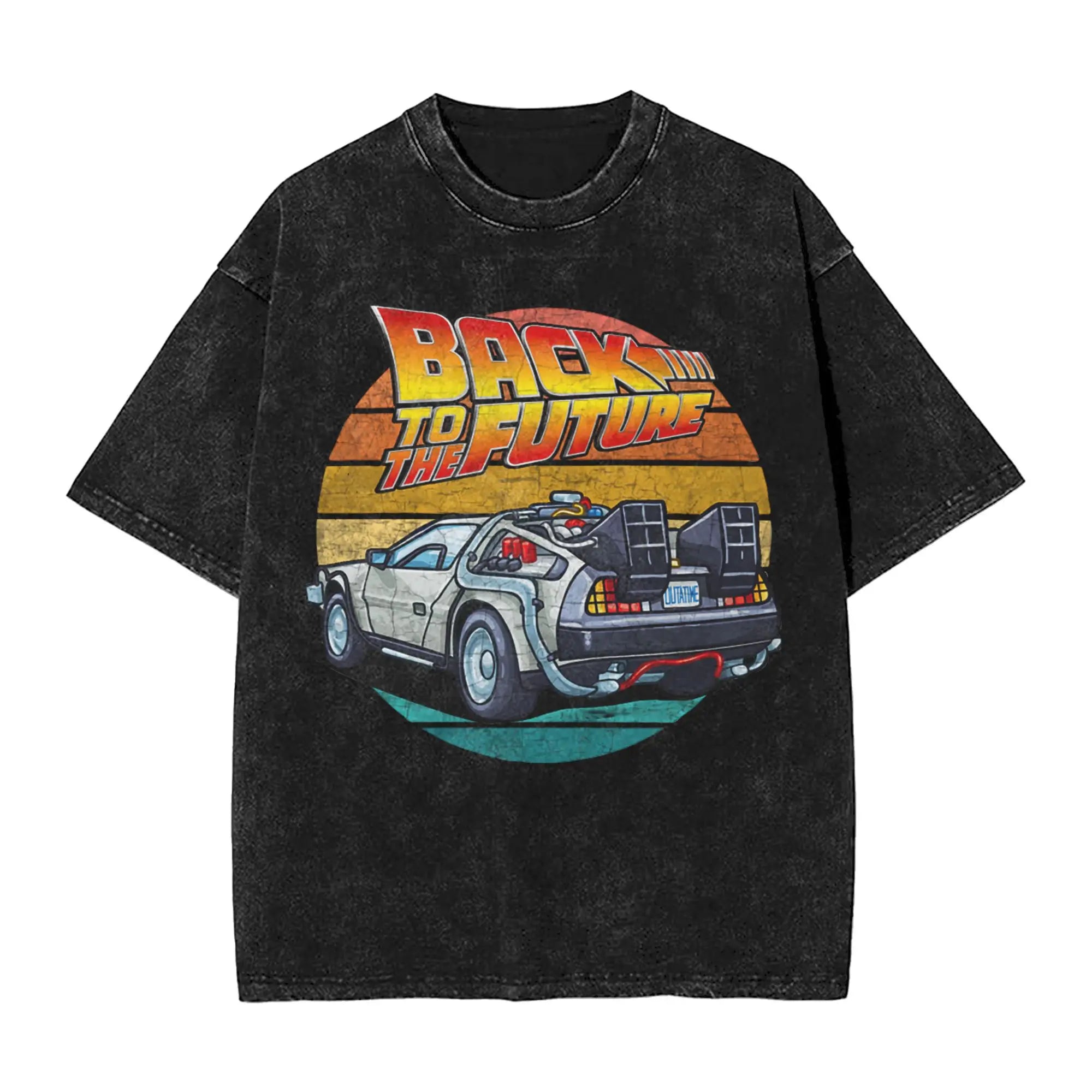 Faded Black Vintage "Back to the Future" Graphic T Shirt
