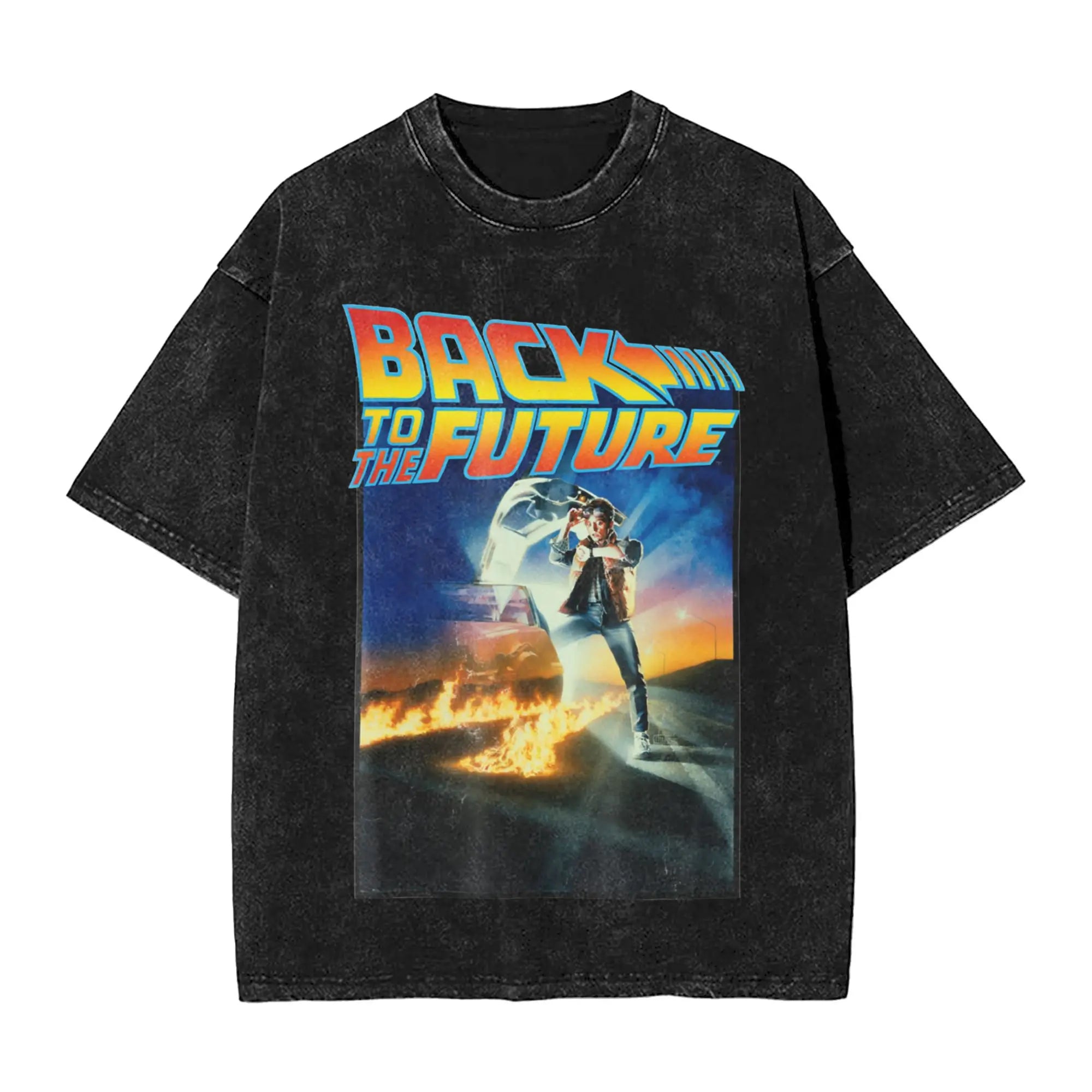 Faded Black Vintage "Back to the Future" Graphic T Shirt