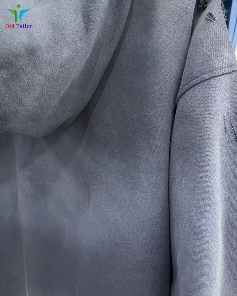 Multi Color Heavy Weight Saint Distressed Zip Up Hoodie