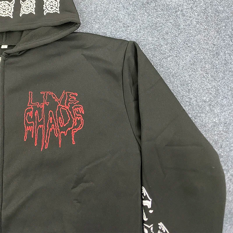 Harajuku Y2K Silver Lining Zip Up Hoodie