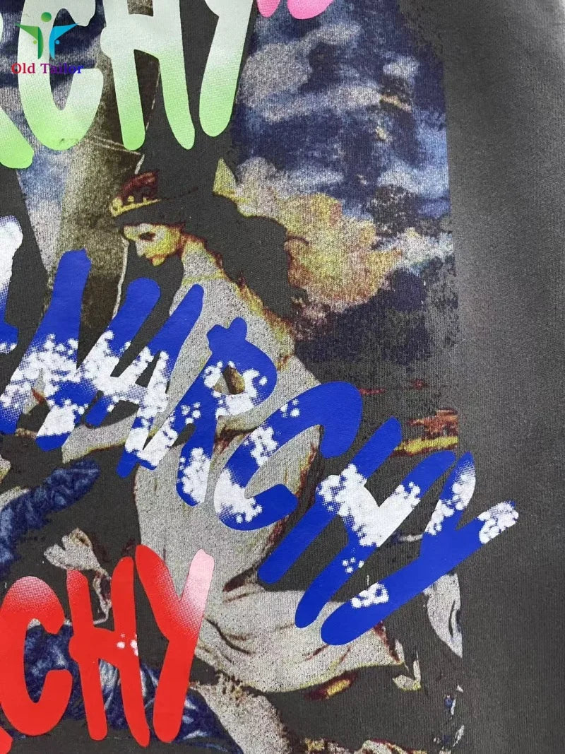 Multi Color Heavy Weight Saint Distressed Zip Up Hoodie