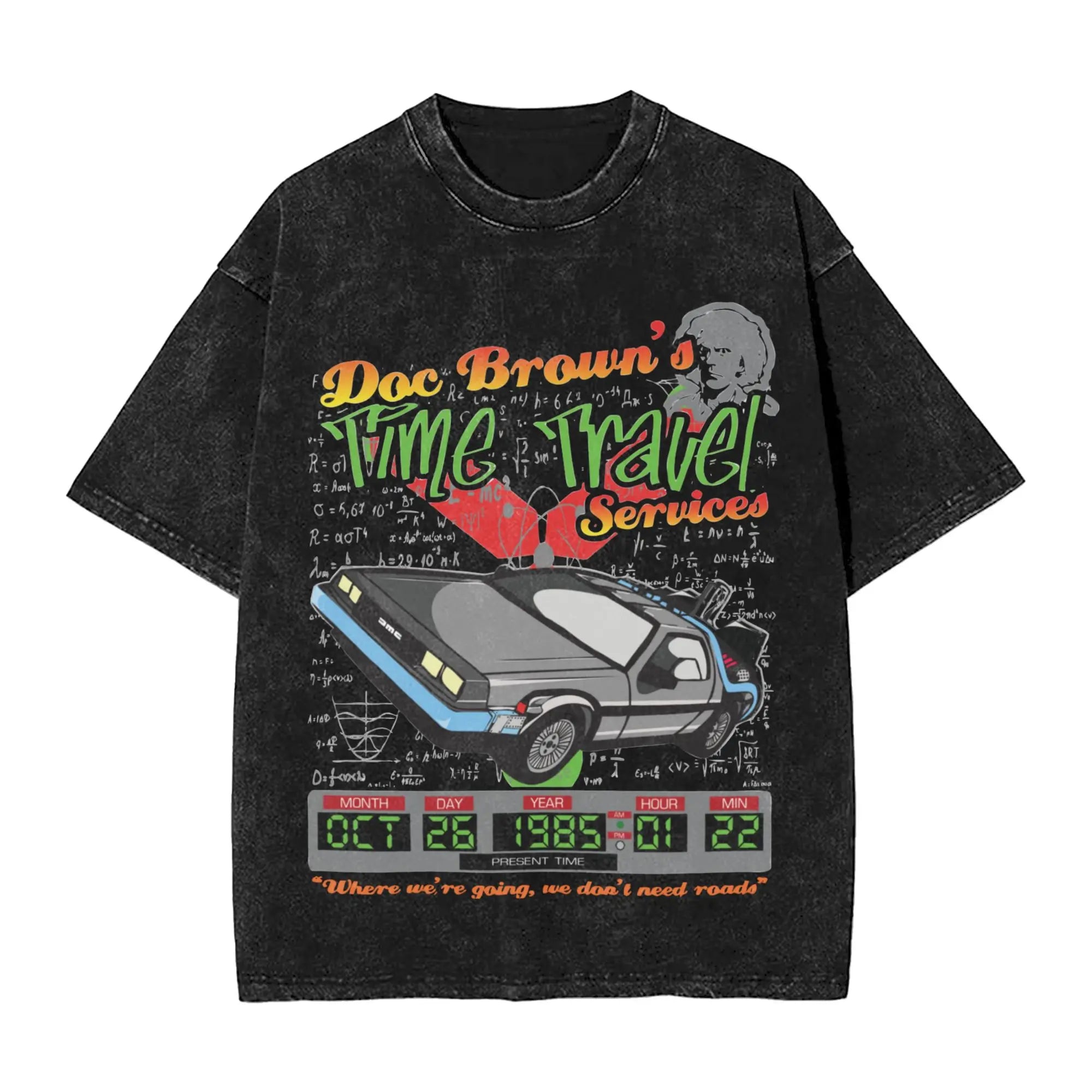 Faded Black Vintage "Back to the Future" Graphic T Shirt