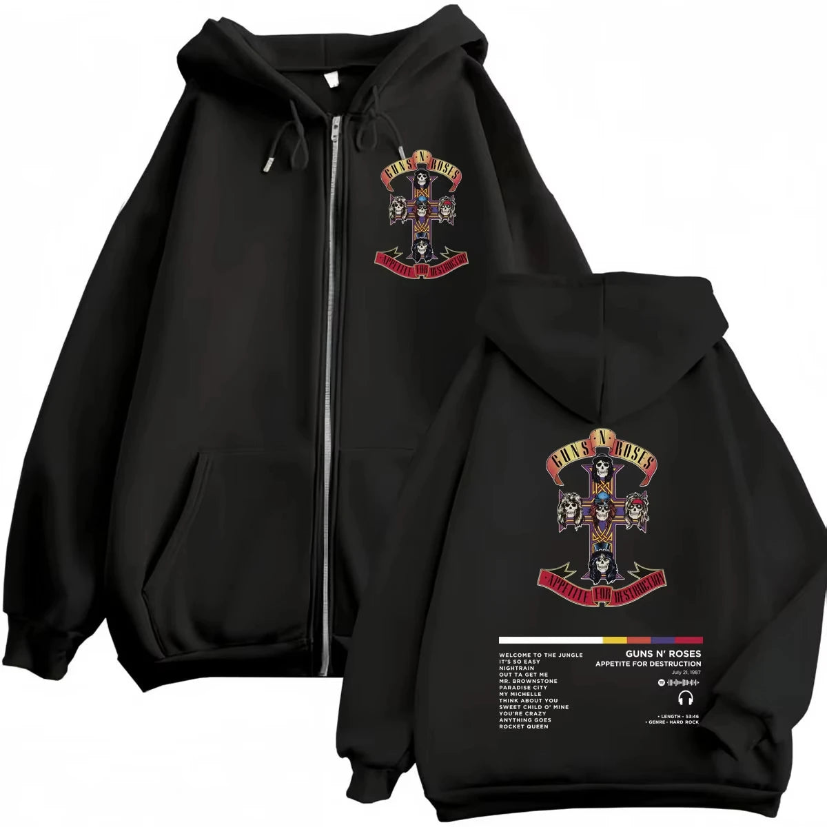 Guns N Roses Appetite for Destruction Graphic Zip Up Hoodie