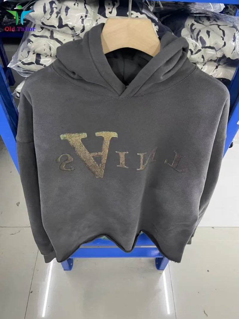Multi Color Heavy Weight Saint Distressed Zip Up Hoodie