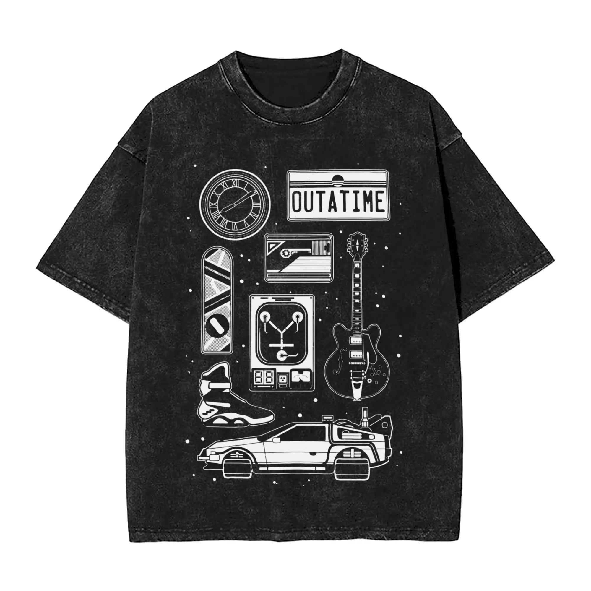 Faded Black Vintage "Back to the Future" Graphic T Shirt