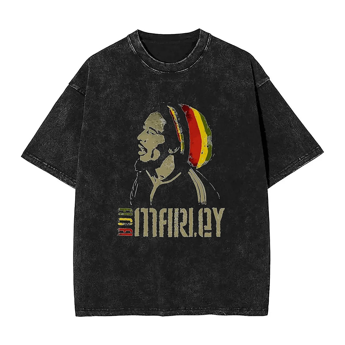 Black Vintage Bob Marley Graphic T Shirt