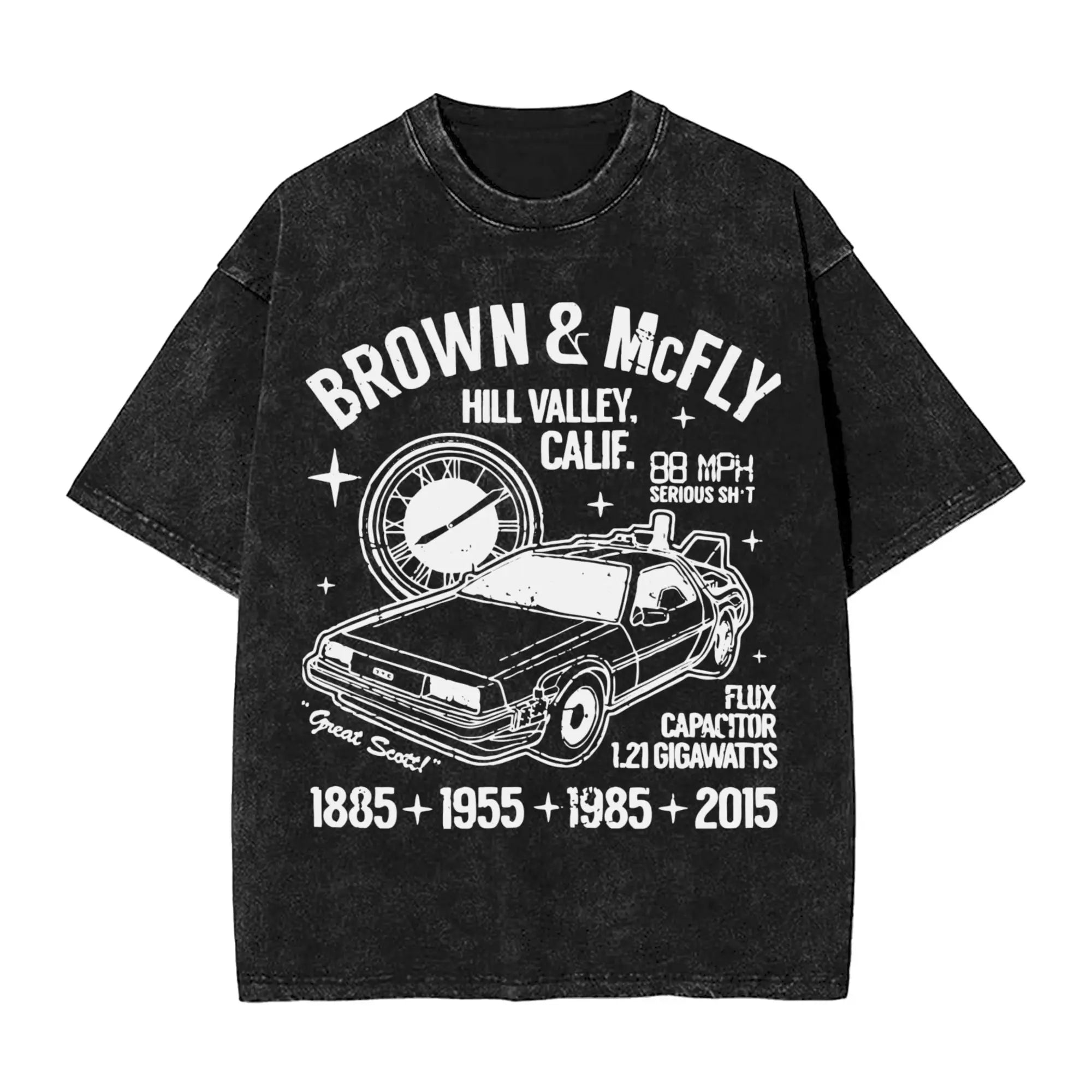 Faded Black Vintage "Back to the Future" Graphic T Shirt