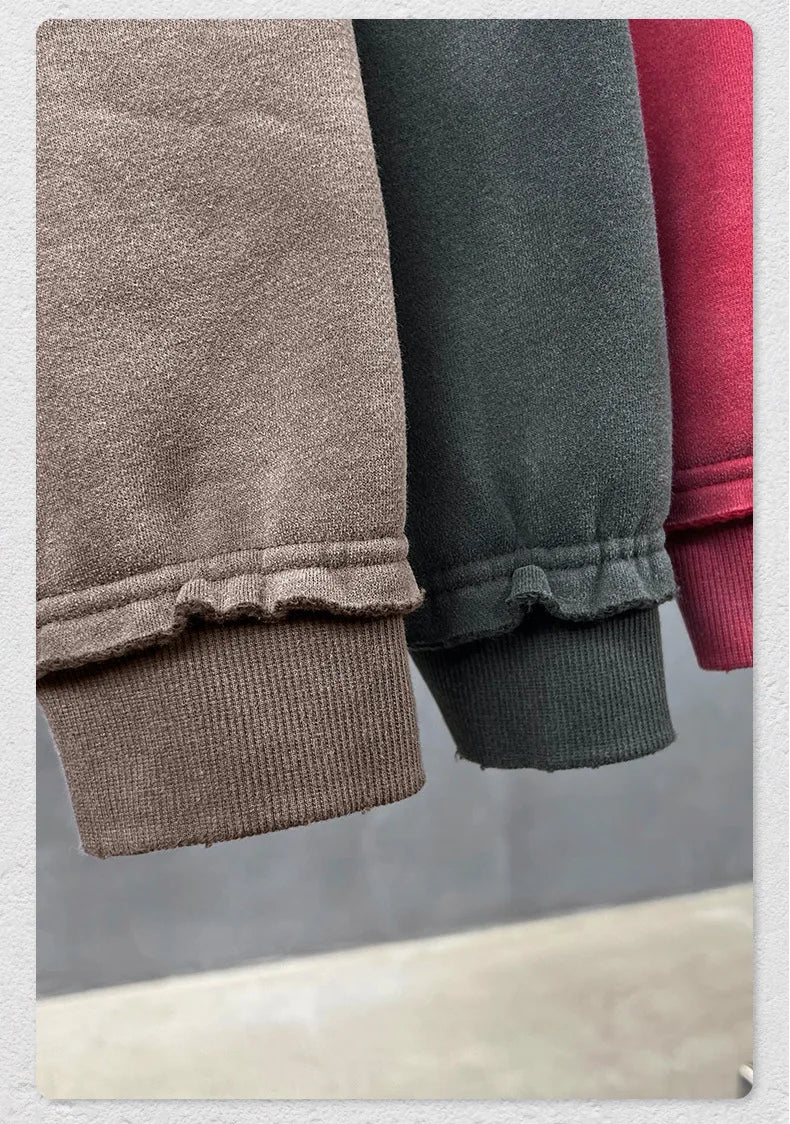 Y2K Multi Color Distressed Medium Wash Vintage Zip Up Hoodie